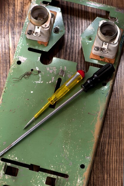 Electrical panel for the electric meter and a screwdriver Retro