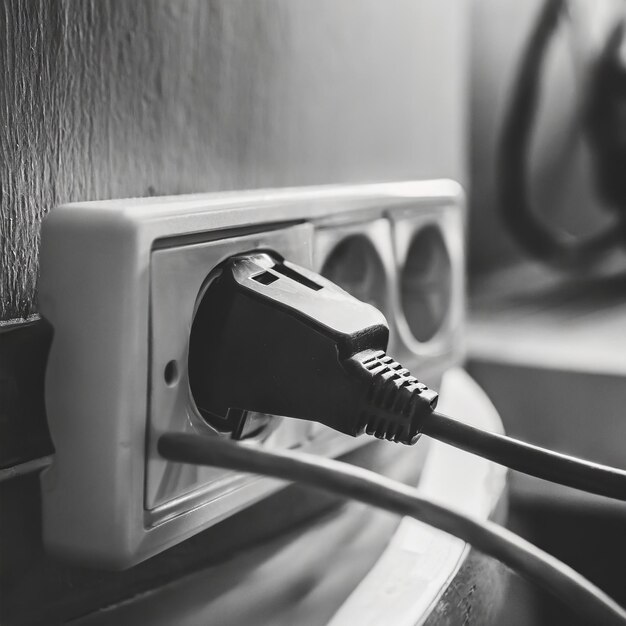 Foto immagine in bianco e nero dell'elettricità a casa