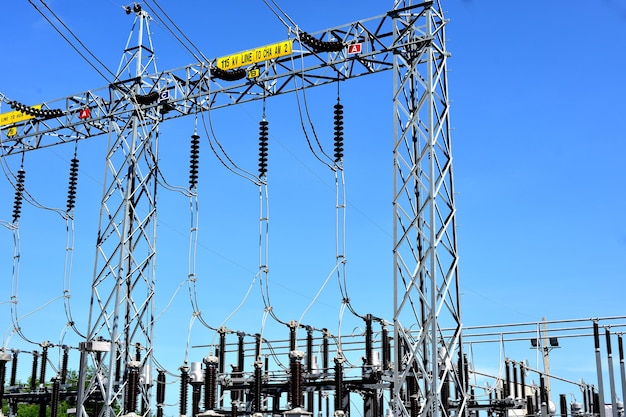 Photo electrical power station with blue sky