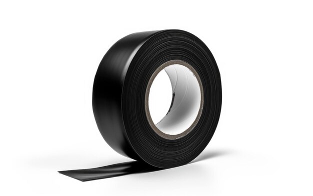 Photo electrical tape black view on white background