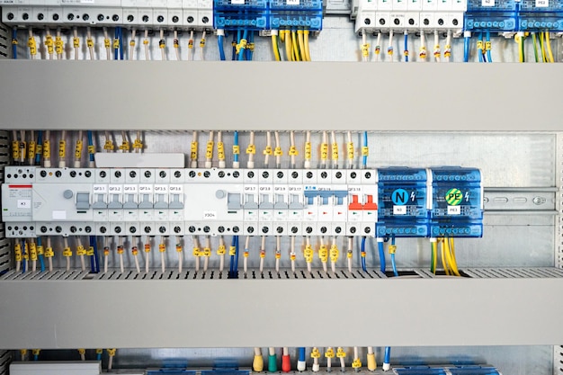 Electrical wiring of the electrical cable and the distribution board in the control panel board