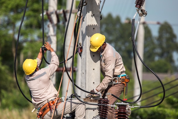 Electrician overalls working at height and dangerous