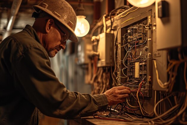Electrician Repairing a Circuit Breaker Panel