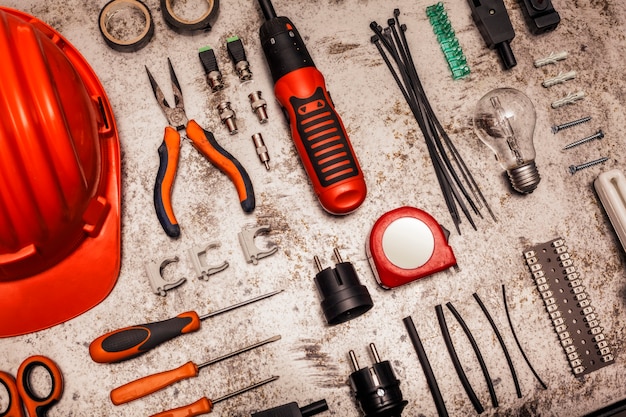 Electrician tools background