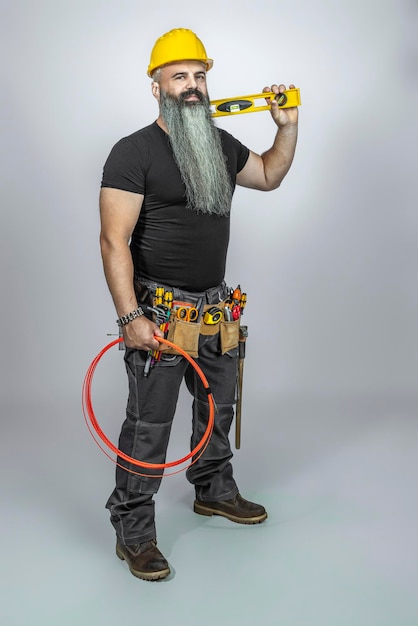 Electrician worker with long beard