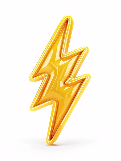 Photo electricity halts peril bolt symbol golden hue lifelike 3d creation in synthetic animated format emblem separated on blank backdrop drawing