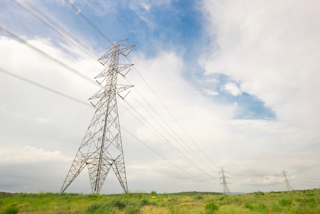 Electricity towers in afternoon light bin landscape