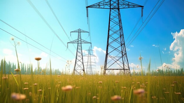 Electricity towers in the middle of the countryside