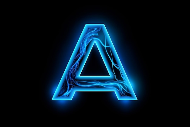 electrified neon blue Letter A logo on a black background generative AI