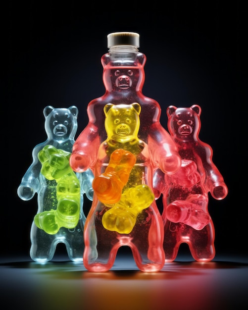 Photo electrifying flavors unleashing the neon colored molecular gastronomy with haribo gummy bears a r