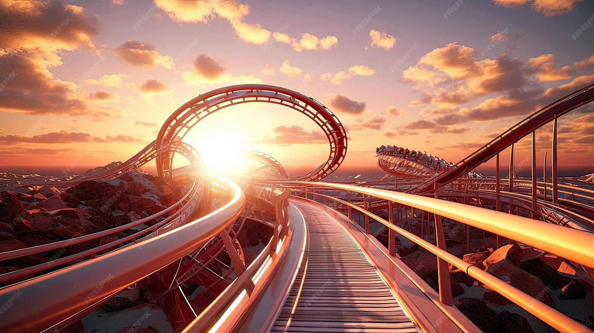 Premium AI Image | An electrifying roller coaster adventure with 