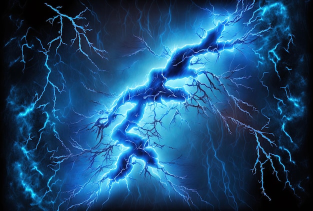 Electrifying strikes with blue thunderbolts and lightning