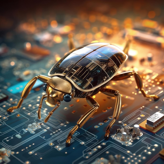 Foto scarabeo elettronico sull'elettronica