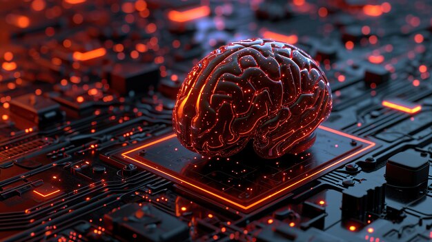 Electronic brain Technology background Generative AI