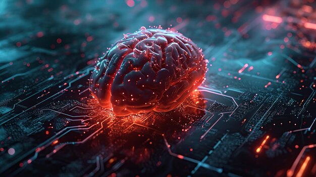 Electronic brain Technology background Generative AI