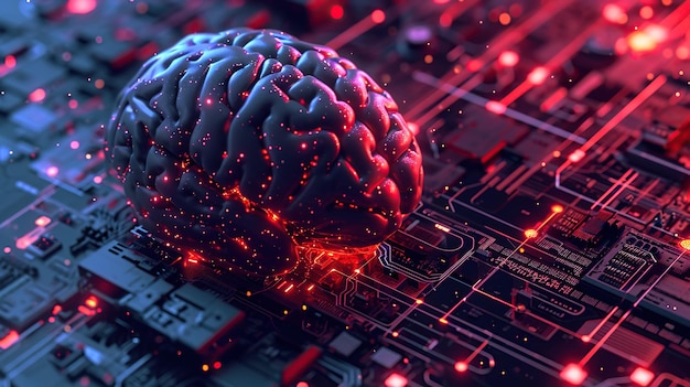 Electronic brain Technology background Generative AI