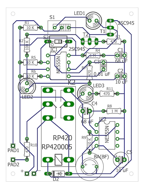 Foto schema del circuito elettronico che sviluppa il disegno del sistema di sicurezza reale che fa il segnale