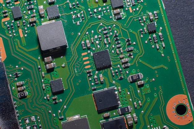 Electronic circuit Electronic printed circuit board Part of the motherboard of a desktop computer laptop radio elements