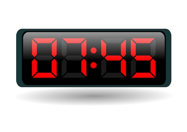 Electronic clock with red numbers on white 