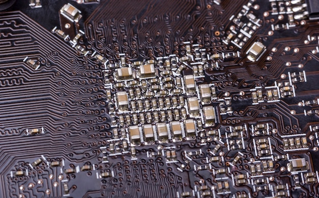 Electronic collection - fragment a computer PCB with SMD components