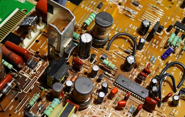 Electronic Components On A Circuit Board Top View Stock Image