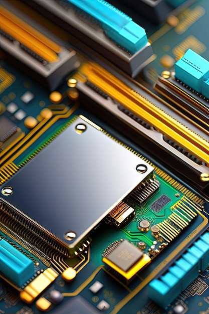 electronic computer circuit board with processor Connected cell phones and data