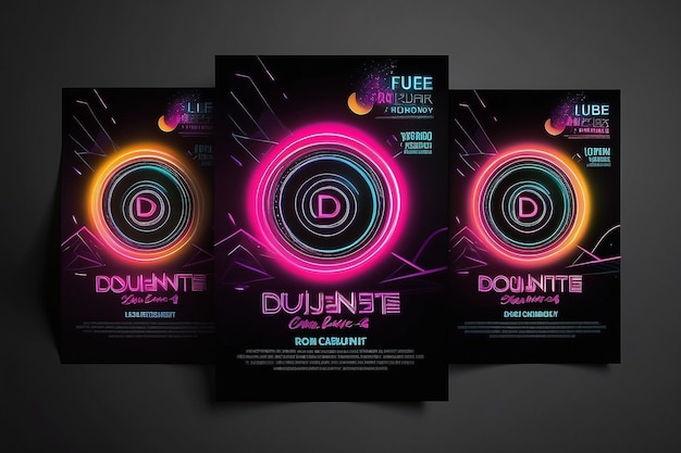 electronic dance music cover template for club party flyer colorful waves