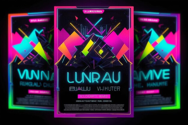 사진 electronic dance music cover template for club party flyer colorful waves