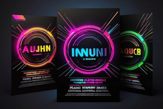 Фото electronic dance music cover template for club party flyer colorful waves