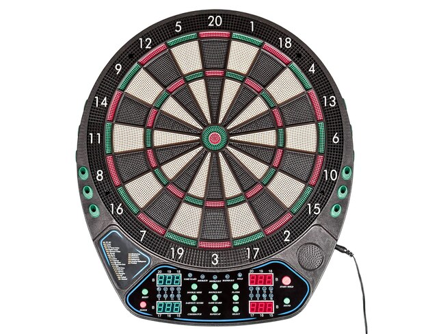 Electronic darts board on white background