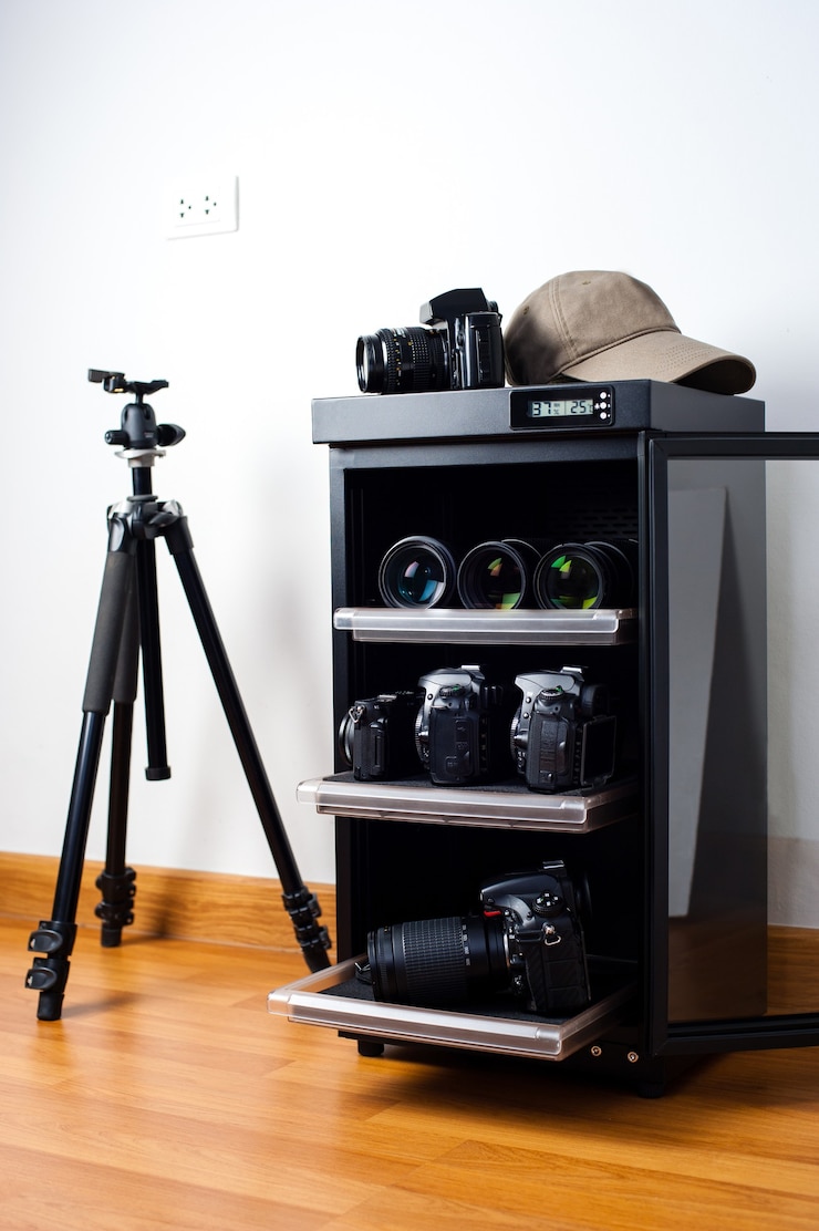 फोटो electronic dehumidify dry cabinet for storage cameras lens and other photography equipment