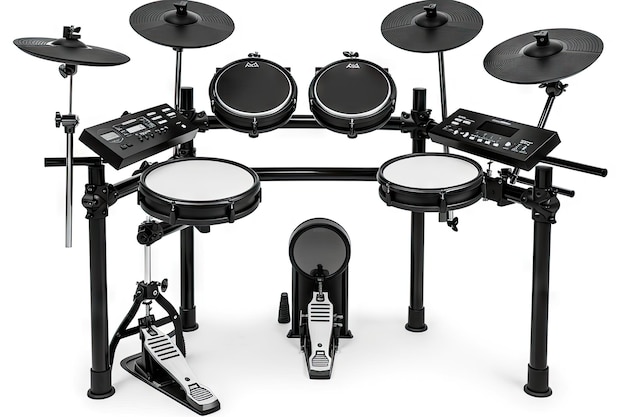 Electronic drum set with bass snare and hihat pads created with generative ai