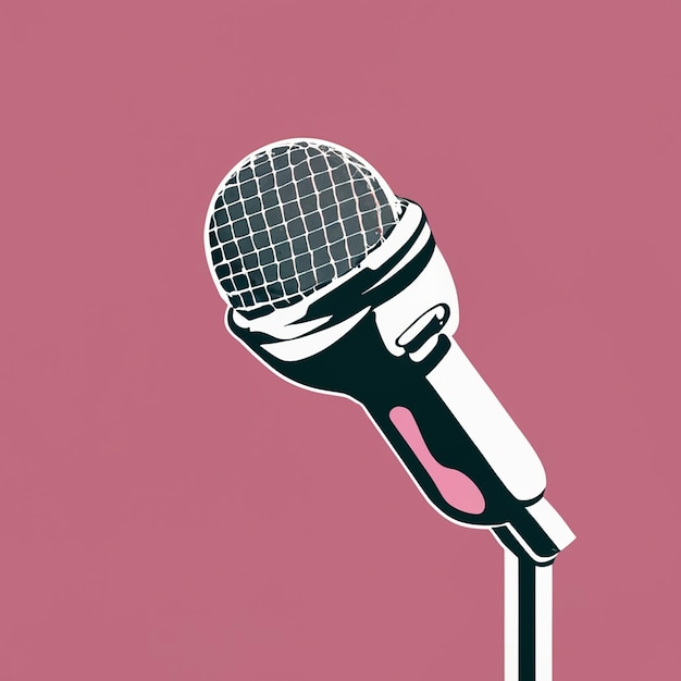 Electronic microphone with pink background