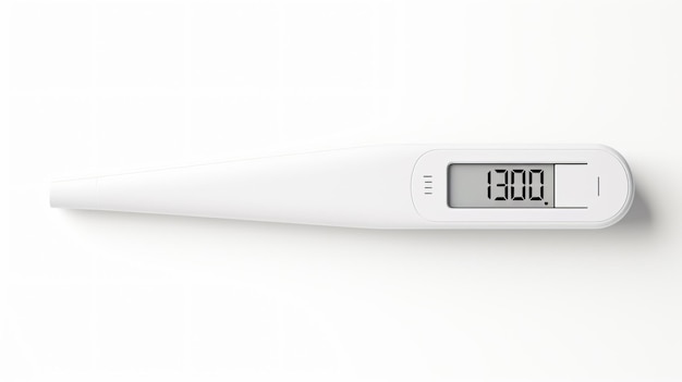 사진 흰색 배경에 고립 된 전자 현대 온도계