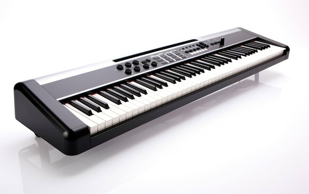 Photo electronic music keyboard on white background