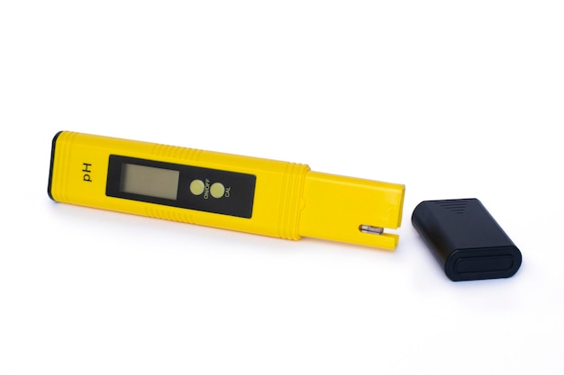 Photo electronic ph meter tester pen on a white background