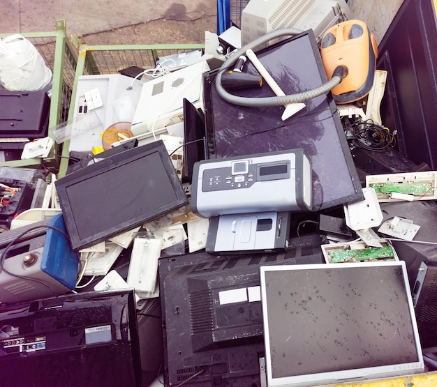electronic waste at a collection center for subsequent recycling circular economy