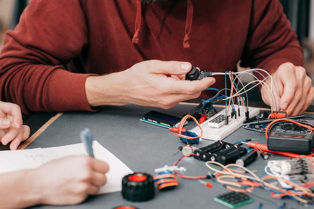 electronics construction in laboratory.