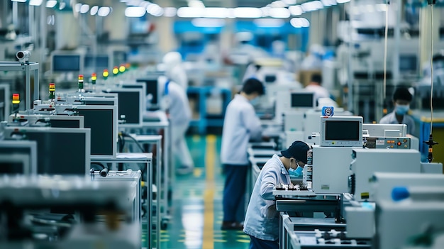 사진 전자 공장 생산 라인 smt 표면 마운트 기술 전자 부품을 회로판에 배치하는 기계
