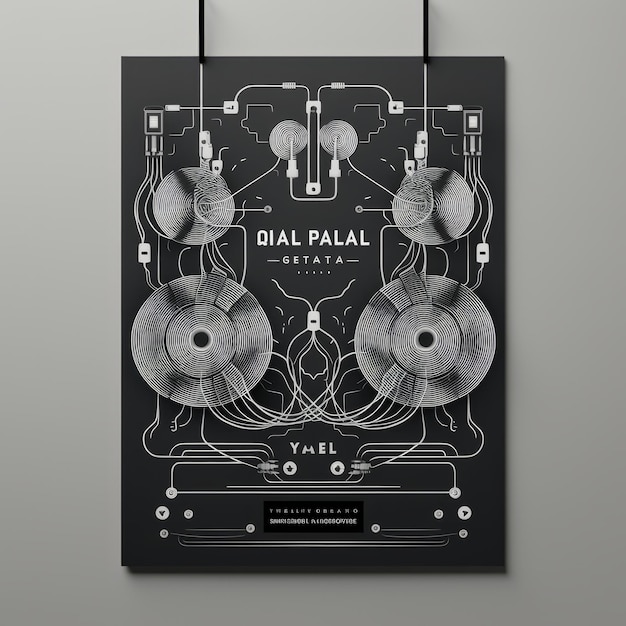 Photo electrostatic soiree mesmerizing grayscale flyer with enchanting array of 35mm mono cables and jac