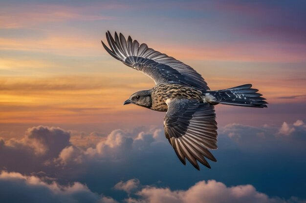 Photo the elegance of a bird mid flight with wings spread