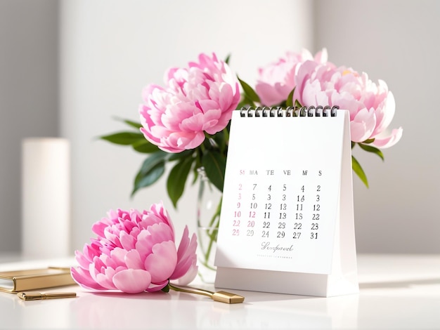 Elegance in Bloom White Desk Calendar