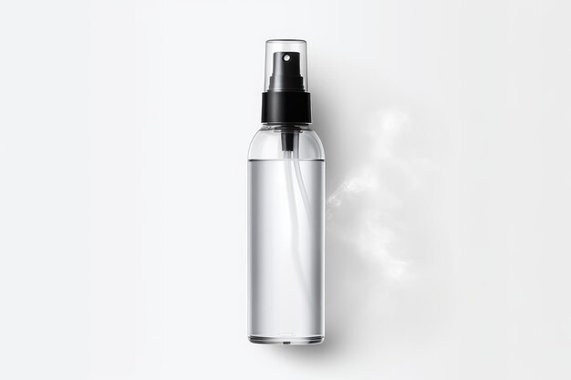 The Elegance of Darkness Clear Bottle With Black Top and Cap On White or PNG Transparent Background