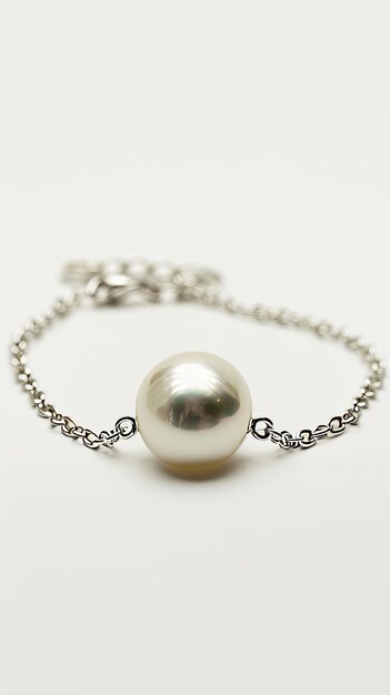 Elegance encapsulated in a lustrous pearl necklace with a minimalistic gold setting and soft