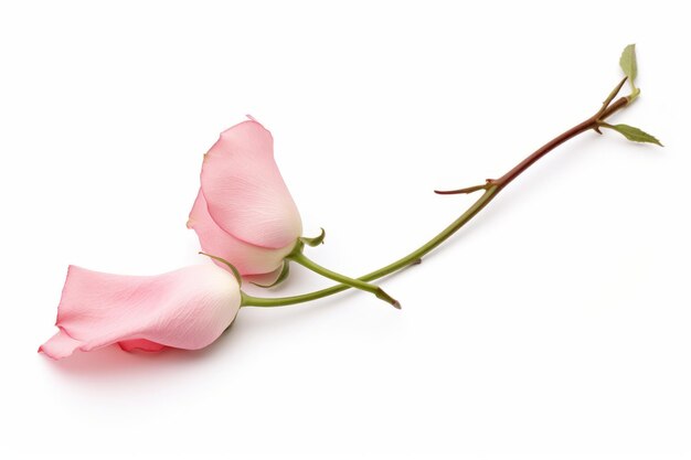 写真 鮮やかなピンクのバラの花びらが 純な白いキャンバスを抱きしめています