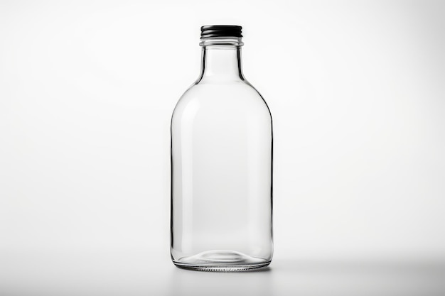 写真 シンプル で 優雅 な 透明 な ガラス の 瓶 と 黒い