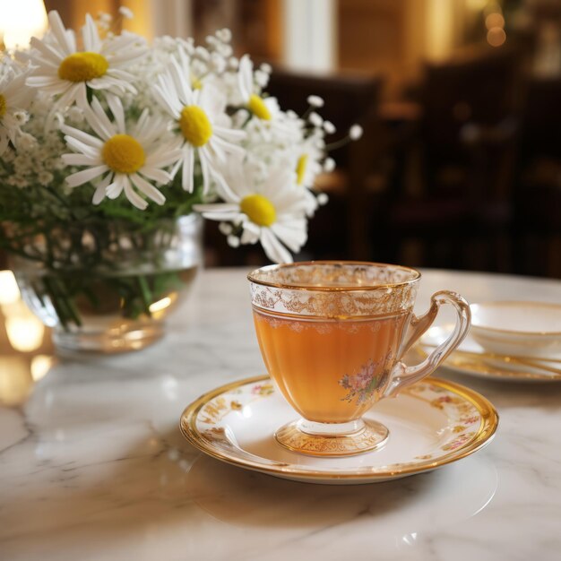 Photo elegance infused unveiling the french artistry in a cup of tea at the ritz paris