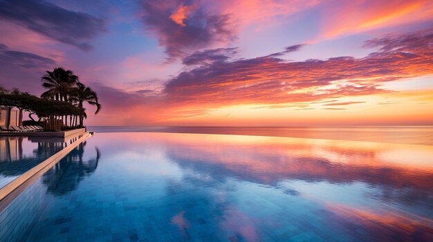 Elegance Meets Horizon Luxurious Infinity Pool at Sunset