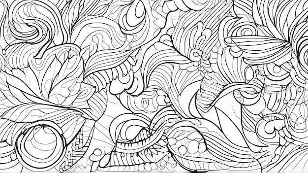 Elegance in Outlines HandDrawn Abstract Background