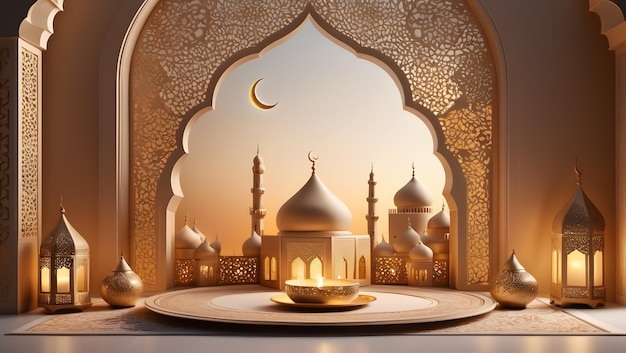 Elegance in Ramadan Premium 3D Background